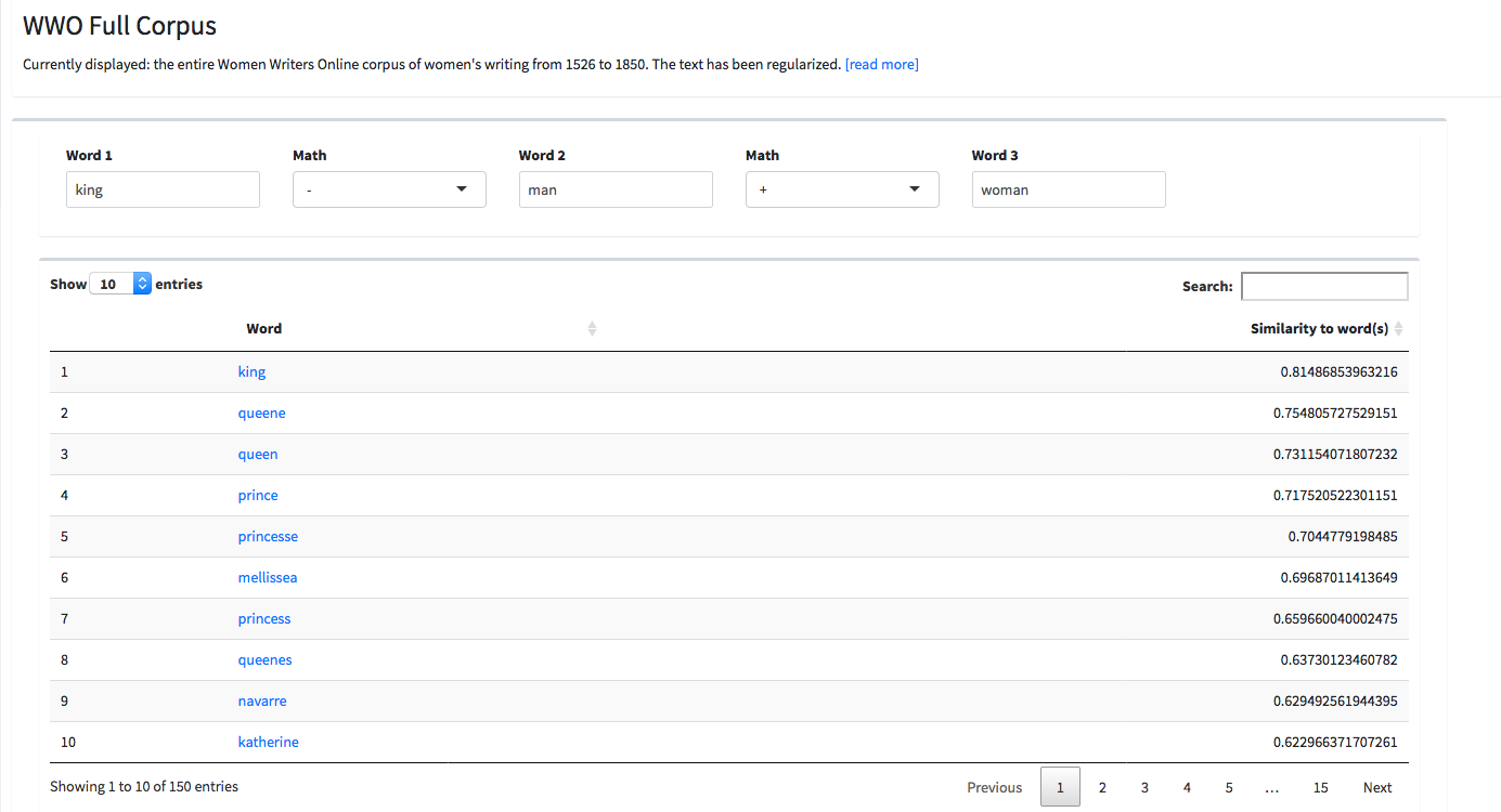 The Analogies tool, for constructing complex queries on a corpus